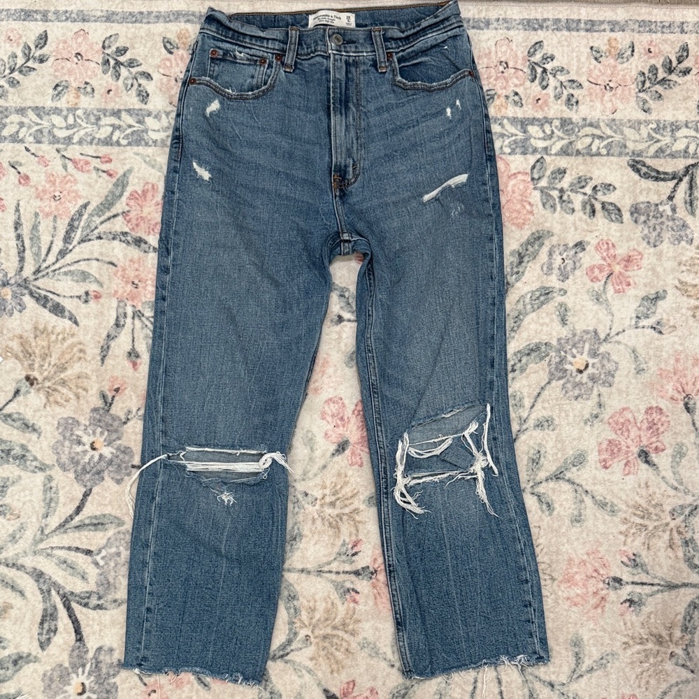 Abercrombie & Fitch Ankle Straight Ultra High Rise Jeans - Blue